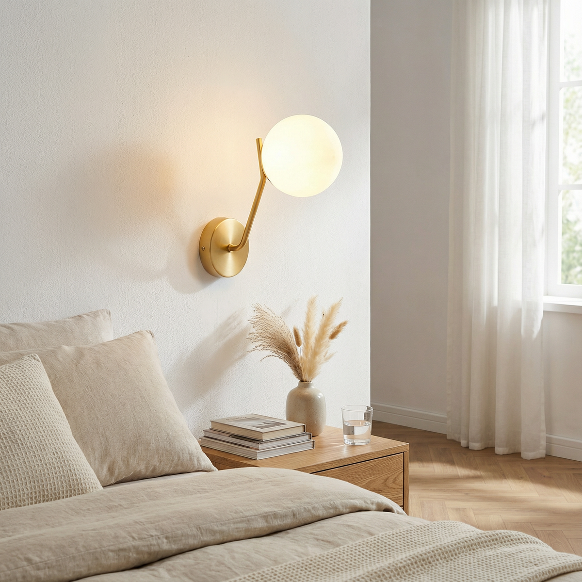 Curved Arm Globe Wall Sconce Apion