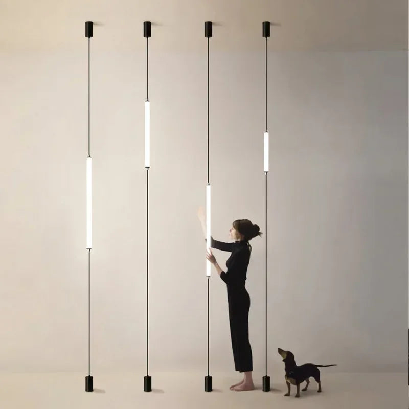 Slim Vertical LED Tube Pendant Light – Serenthis – Lifestyle View 2
