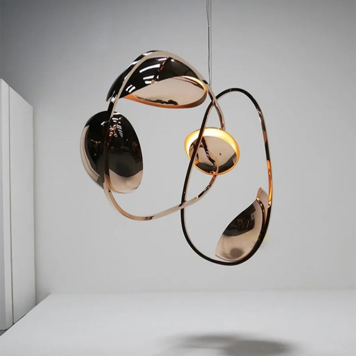 Rose Gold Orbital Ring Sculptural Chandelier – Varlix – Hero Shot