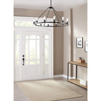 Modern Farmhouse Iron Wagon-Wheel Chandelier — entryway lifestyle