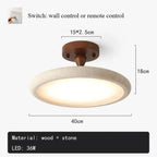 Stone & Walnut Flush Ceiling Light – Terrox – Product Detail 8