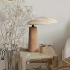 Oak Base Linen Elliptical Table Lamp – Novalith – Lifestyle View 3