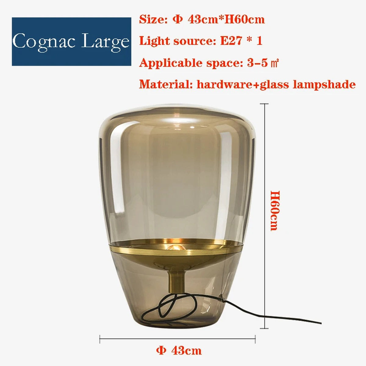 Smoked Glass Tapered Table Lamp Orvelux – Product Detail 10