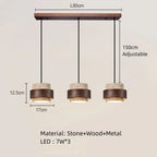 Travertine Drum Pendant Bar Light – Kevorn – 3-Head Dimensions