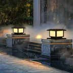 Eonara Classic design solar pillar light on stone garden pier
