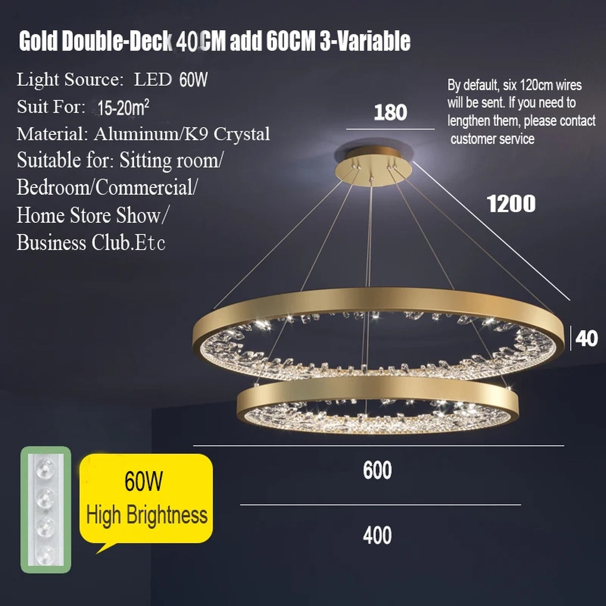 Multi-Ring Crystal Fringe Chandelier – Mevorath – Product Detail 13