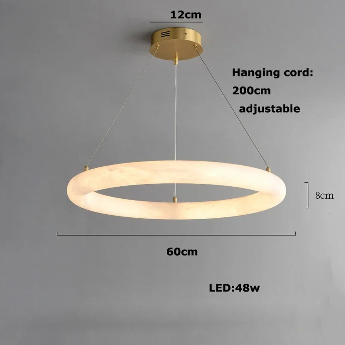 Alabaster Luminous Ring Chandelier – Crestia – Ø60cm Pendant