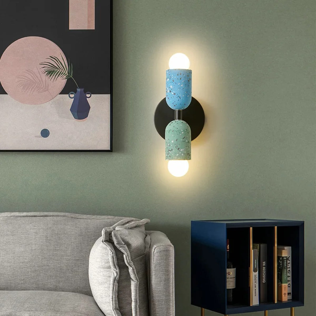 Dual Cement Cylinder Wall Sconce – Kvrix – Lifestyle View 4