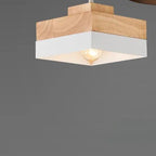Scandinavian Wood & Metal Pendant Light Eldon – Square White