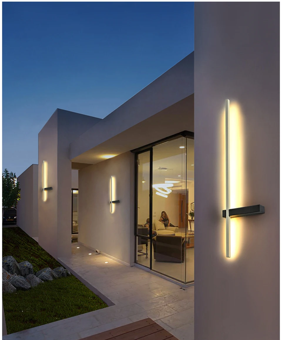 Elixora Linear Outdoor Wall Light - White finish, lifestyle
