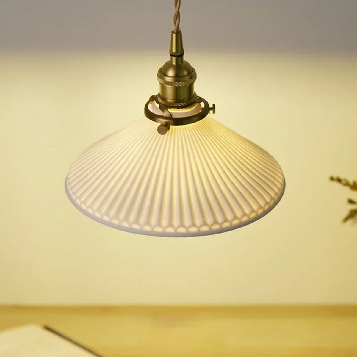 Ribbed Opaline Globe Pendant Light – Keramio – Product Detail 5