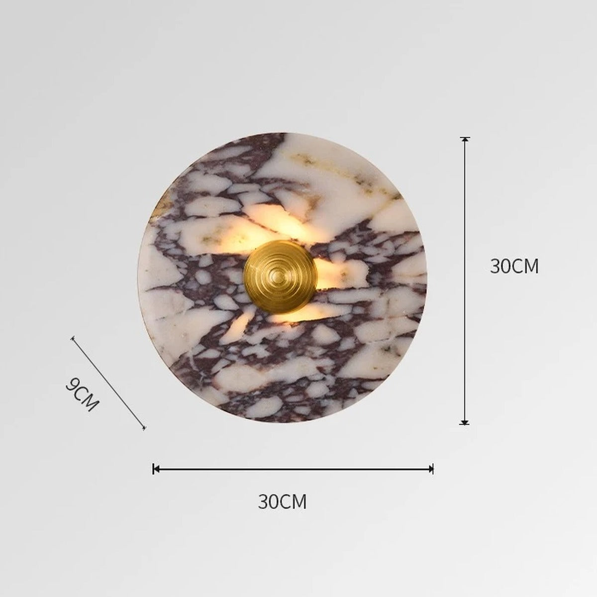 Marble Circle Wall Sconce Ovrixa - Gold 30cm dimensions