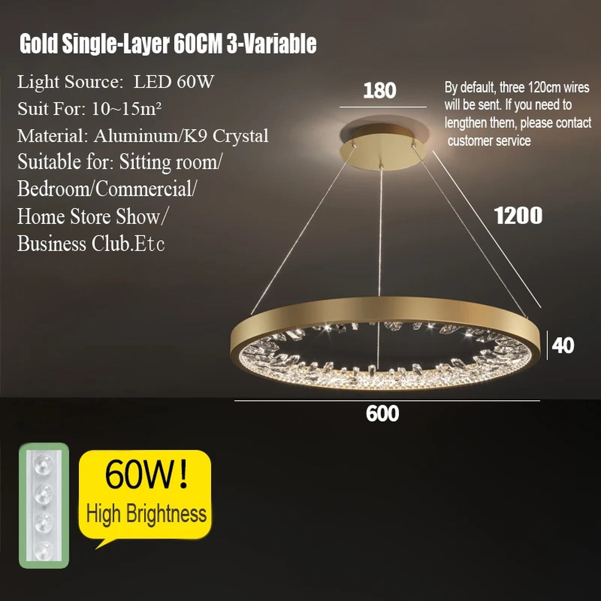 Multi-Ring Crystal Fringe Chandelier – Mevorath – Product Detail 9