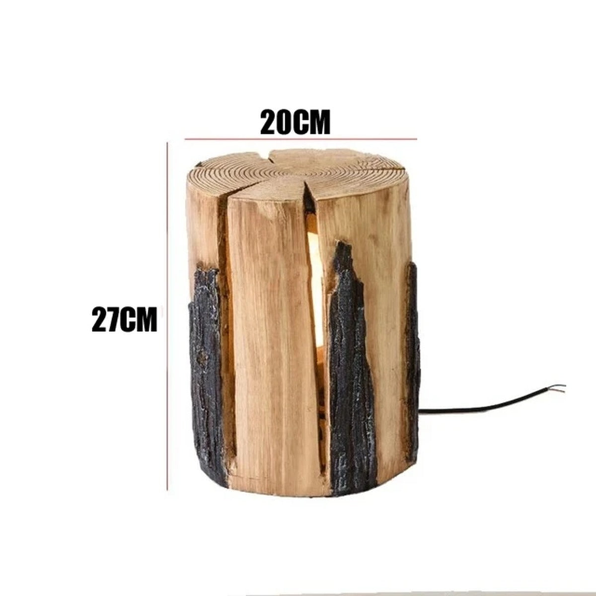 Faux-Wood Tree Stump Outdoor Landscape Light – Formeth – Small Ø20 x H27cm