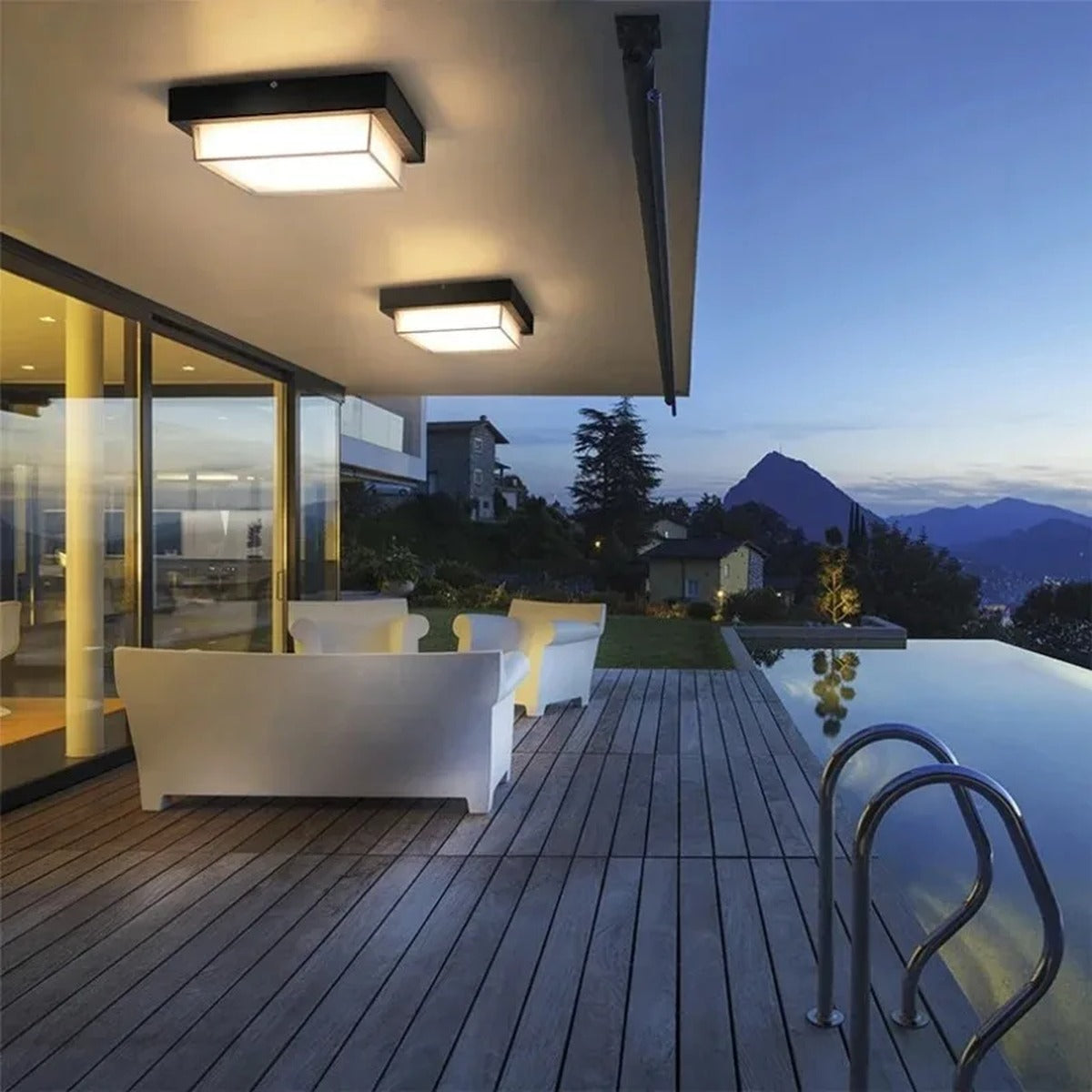 Square Outdoor Flush Ceiling Light – Kelmira – Lifestyle View 3