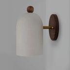 Belroven Wall Sconce, Round Backplate & Finial — Ivory Dome, Walnut & Brass, Wall View