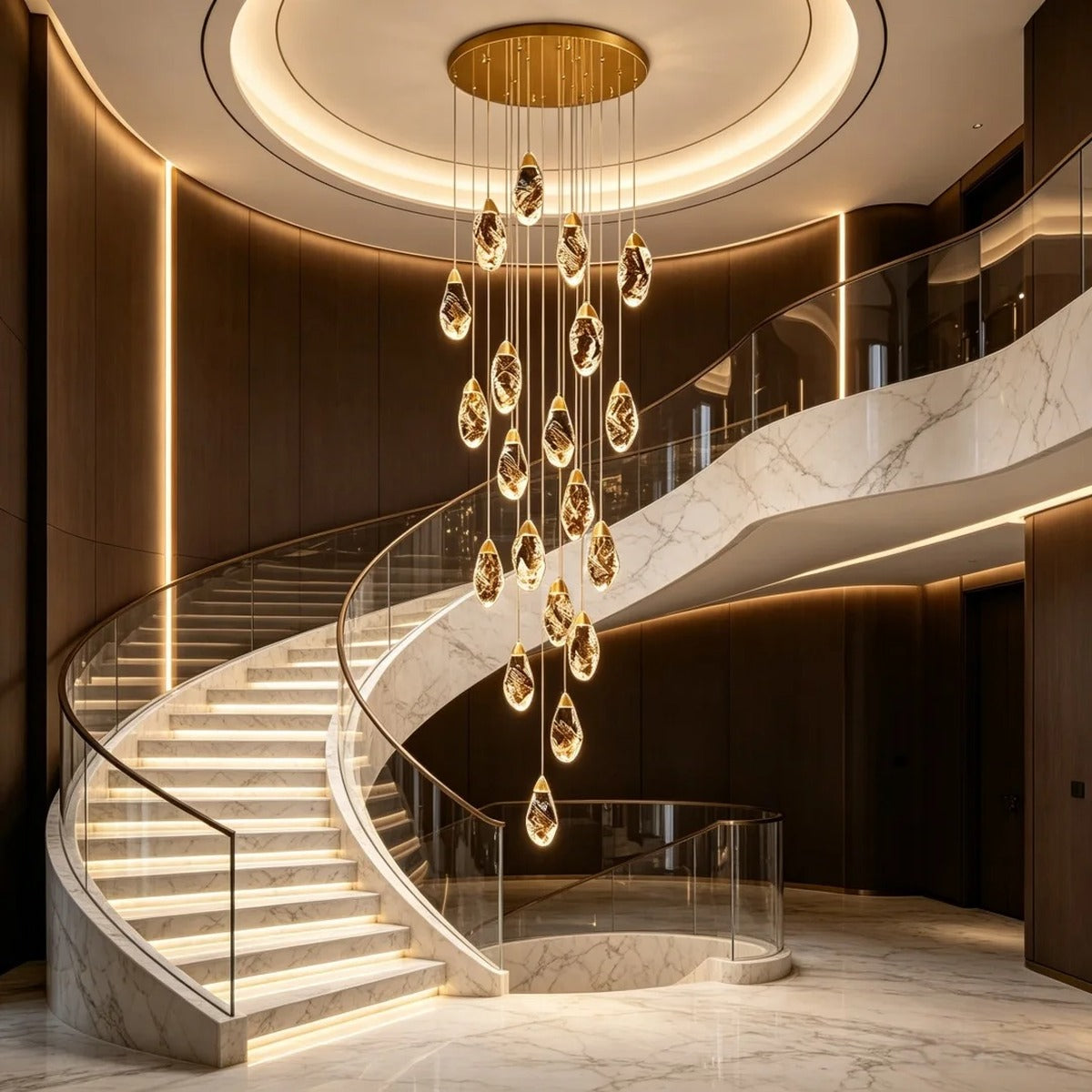 Spiral Luminous Modern Chandelier Galorn – Lifestyle View 2