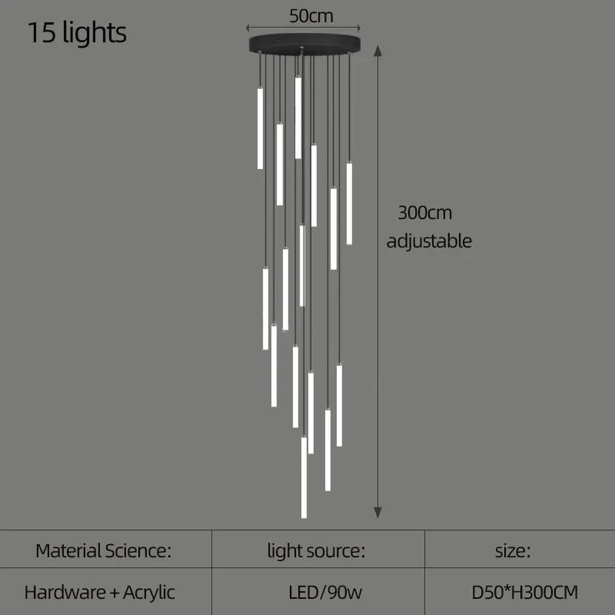 Slim LED Cylinder Tube Pendant Cluster – Graviton – Product Detail 13