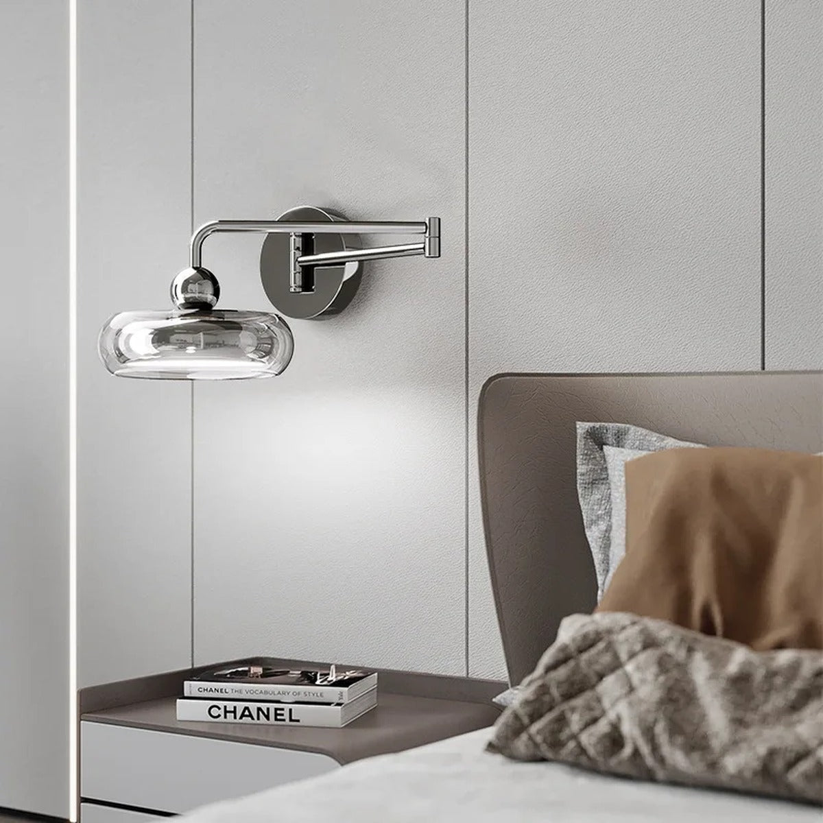 Articulated Arm Glass Ring Wall Sconce – Evorn – Lifestyle View 3