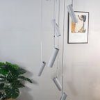Solerno adjustable multi-head spot pendant — angled spot heads close-up