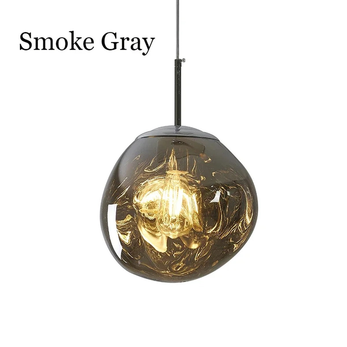 Organic Molten-Form Mirror Pendant Light – Sarvix – Smoky Grey Finish
