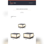 Ferronex pillar cap light dimensions - 20cm, 30cm, 40cm sizes