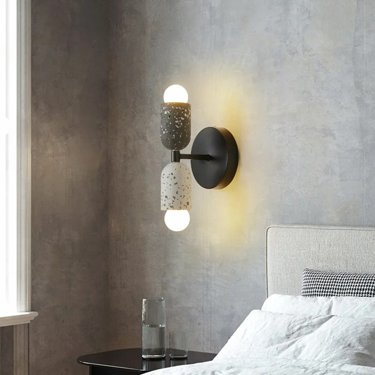 Dual Cement Cylinder Wall Sconce – Kvrix – Lifestyle View 3