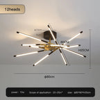 Solendra Black 12 Heads dimension diagram, 80cm diameter