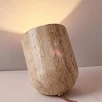 Natural Travertine Stone Table Lamp – Haelstora – Glow Detail