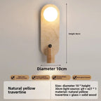 Travertine Wall Sconce Medivorn – Oval D10cm, Natural Wood