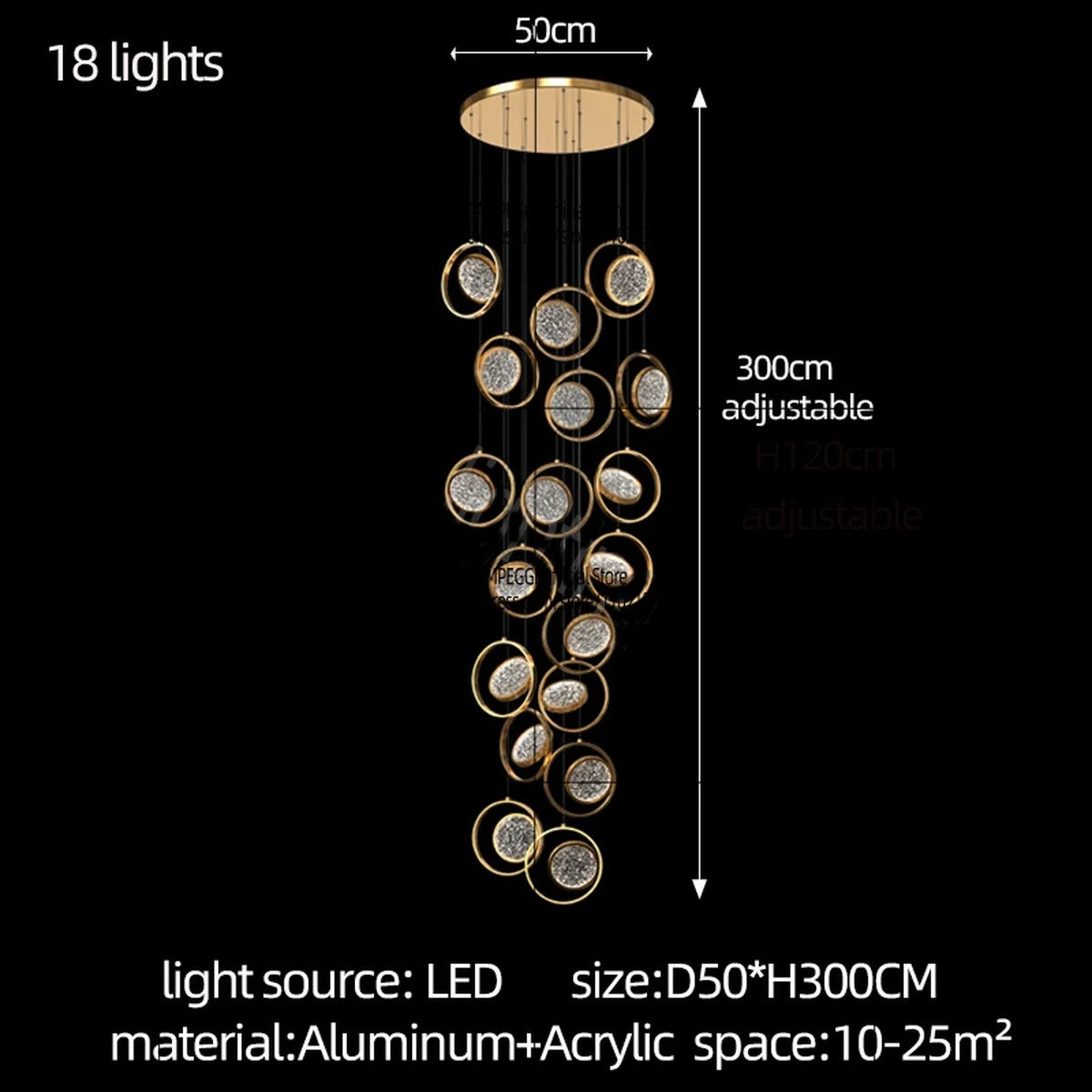 Gold Ring Faceted Disc Chandelier – Orbano – Product Detail 14
