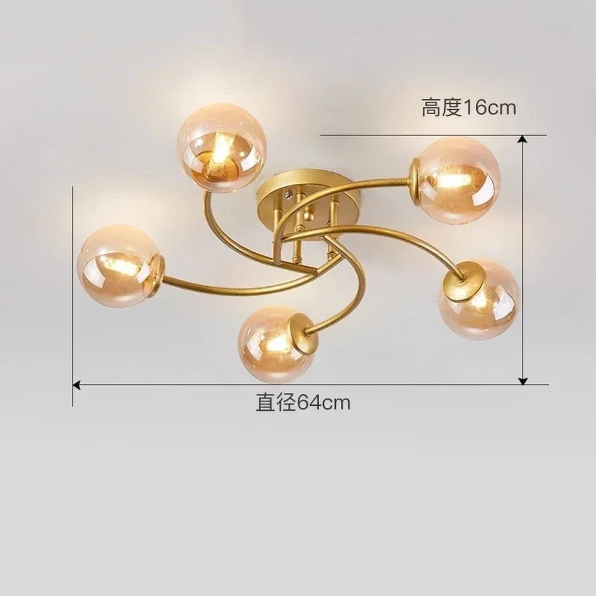 Curved Arm Glass Globe Ceiling Light – Orivex – Product Detail 11