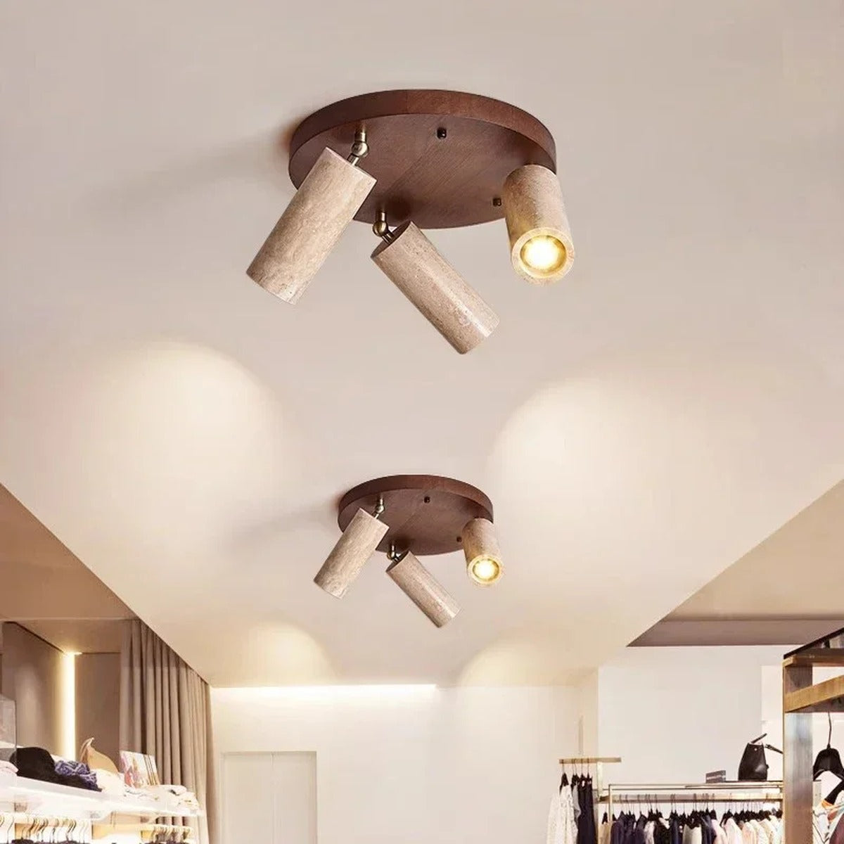 Travertine 3-Head Adjustable Ceiling Spotlight – Solveth – Lifestyle View 2