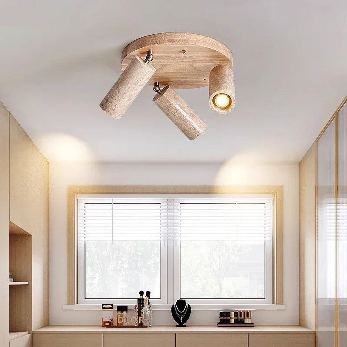 Travertine 3-Head Adjustable Ceiling Spotlight – Solveth – Lifestyle View 4