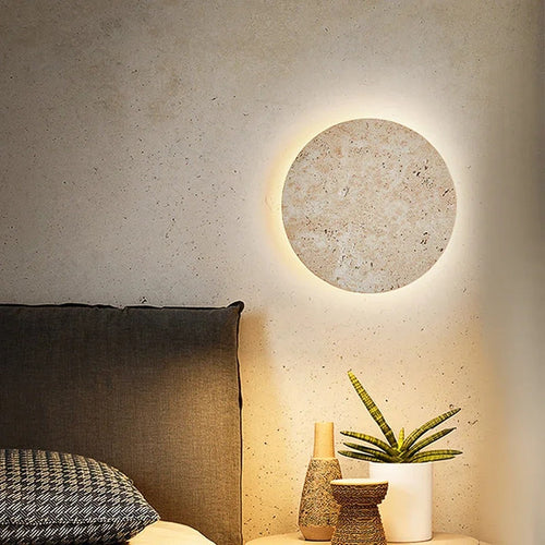 Natural Stone Textured Wall Sconce Welvion – Lifestyle View 4