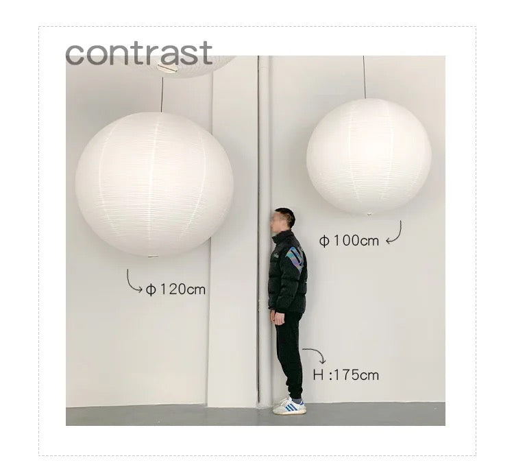 Mwaelinth paper globe pendant light – size comparison 100cm and 120cm