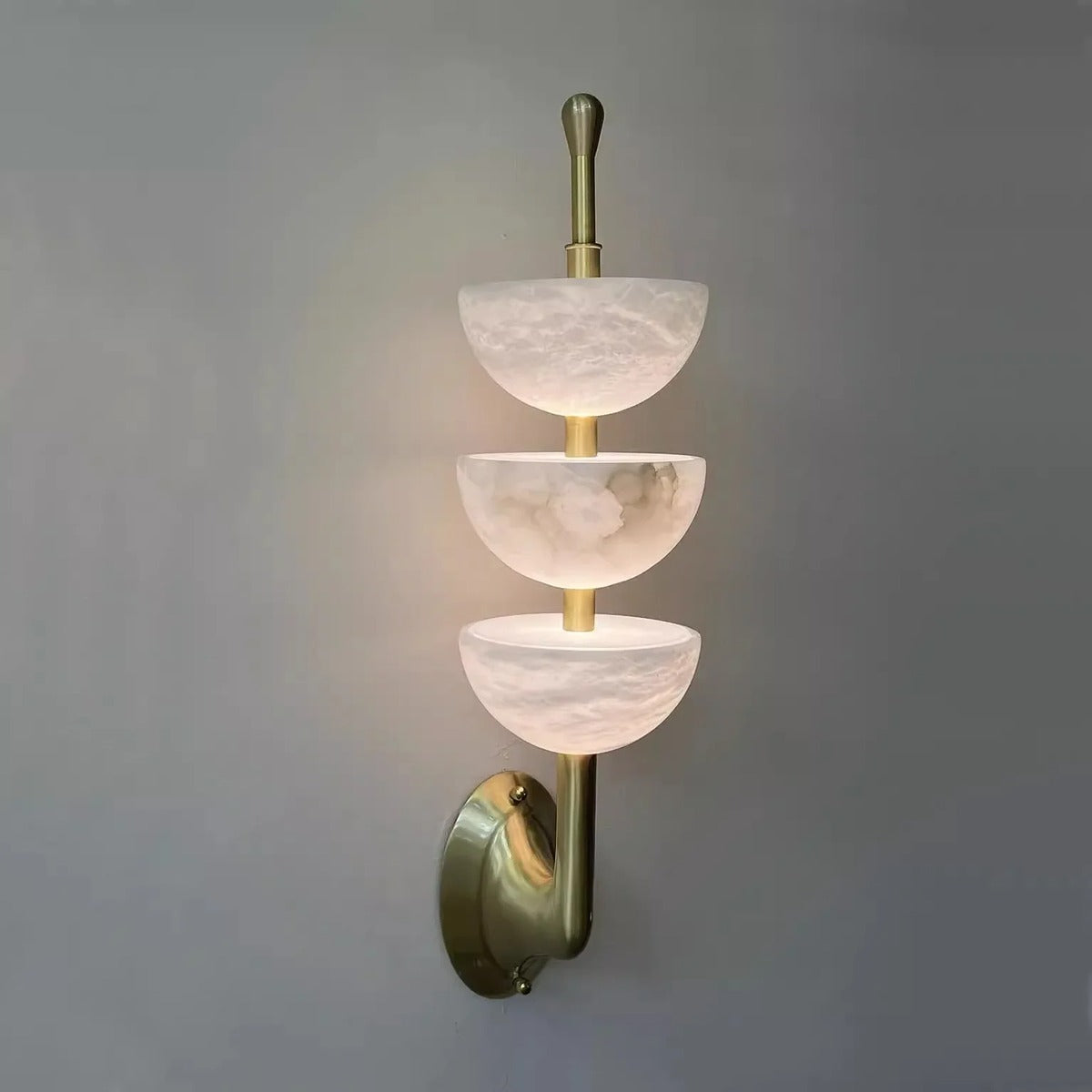 Triple Alabaster Bowl Stack Wall & Pendant Light – Kolvent – Lifestyle View 2