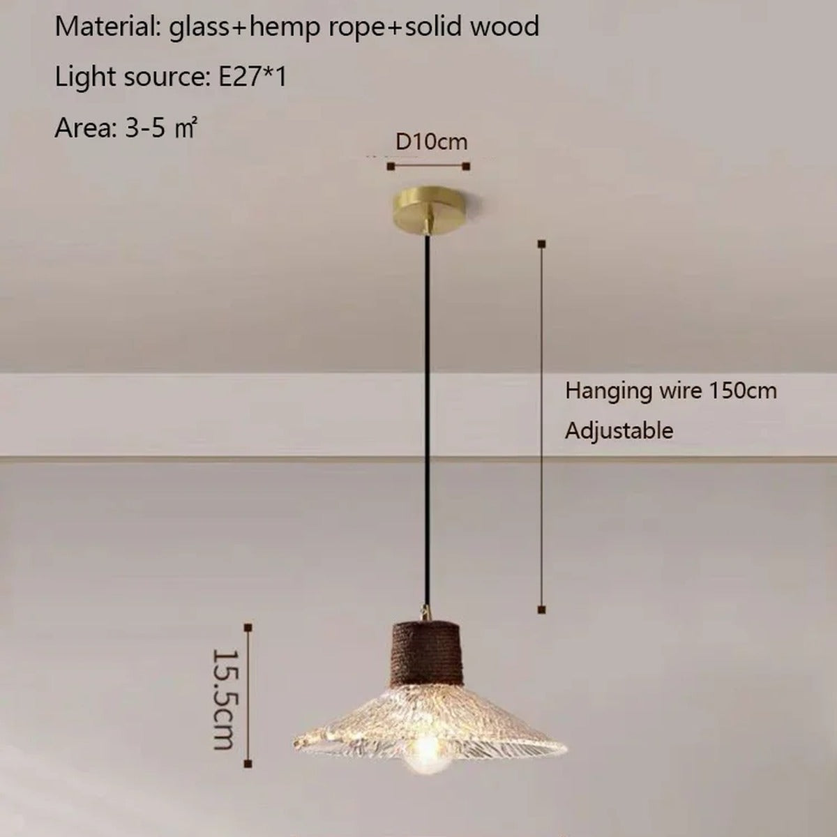 Rope-Collar Ridged Glass Pendant Light – Tevorn – Product Detail 14