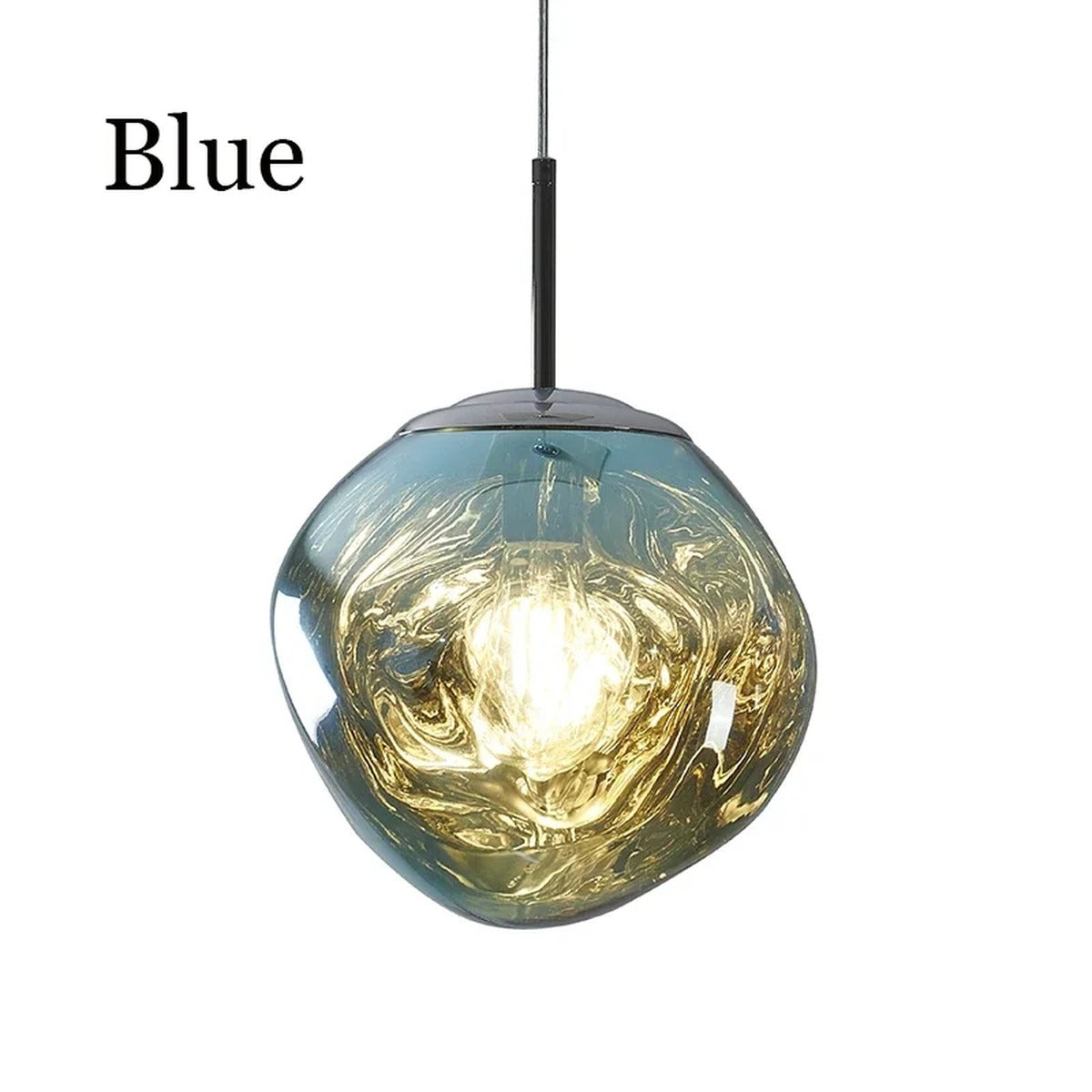 Organic Molten-Form Mirror Pendant Light – Sarvix – Blue Finish
