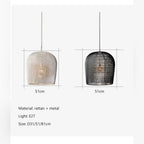 Kirinara Woven Bell Pendant Light — sizes and material reference
