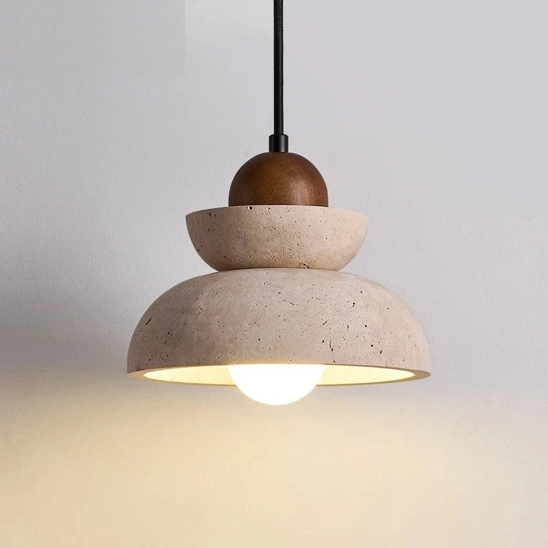 Natural Stone Orb Pendant Light Dalvoria – Front View