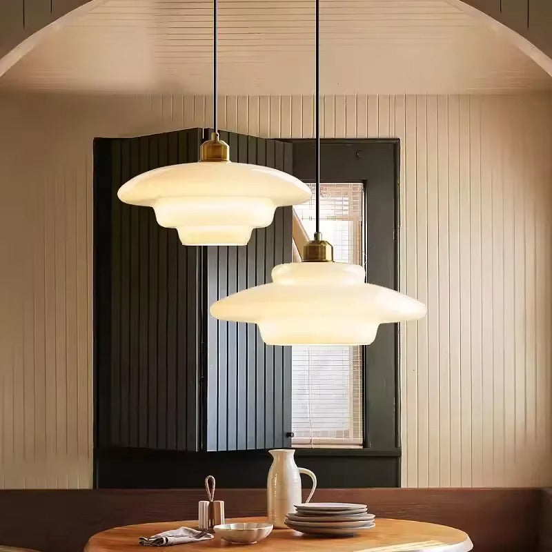 Layered Opal Glass Pendant Light – Strateon – Hero Shot