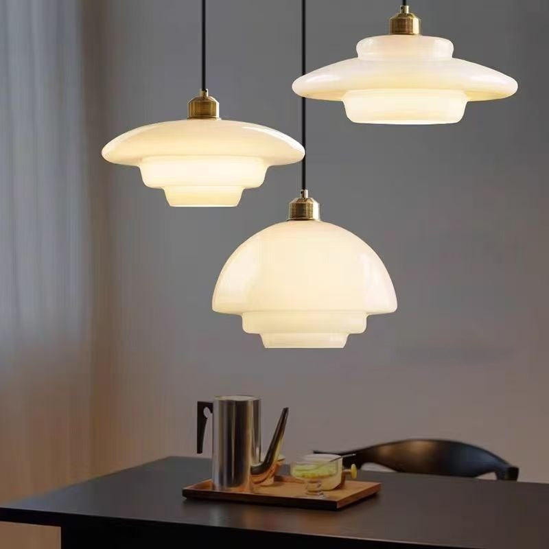 Layered Opal Glass Pendant Light – Strateon – Lifestyle View 2