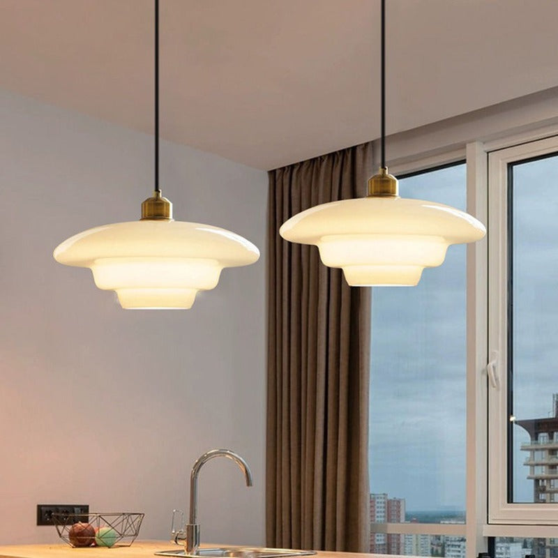 Layered Opal Glass Pendant Light – Strateon – Lifestyle View 3