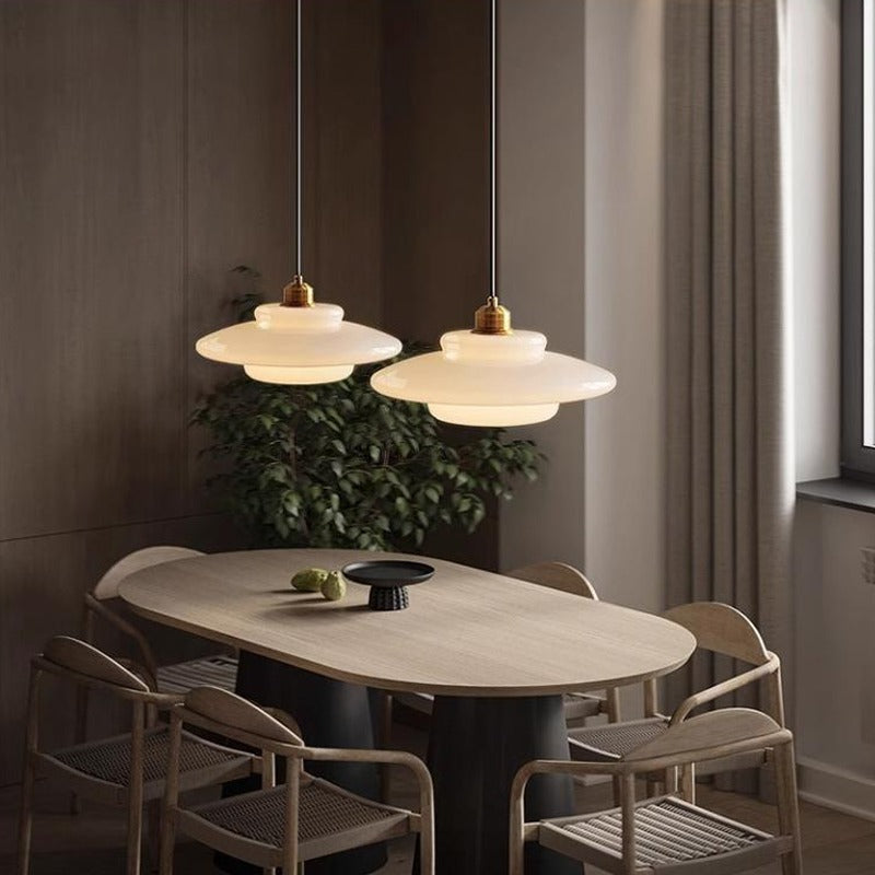 Layered Opal Glass Pendant Light – Strateon – Lifestyle View 4