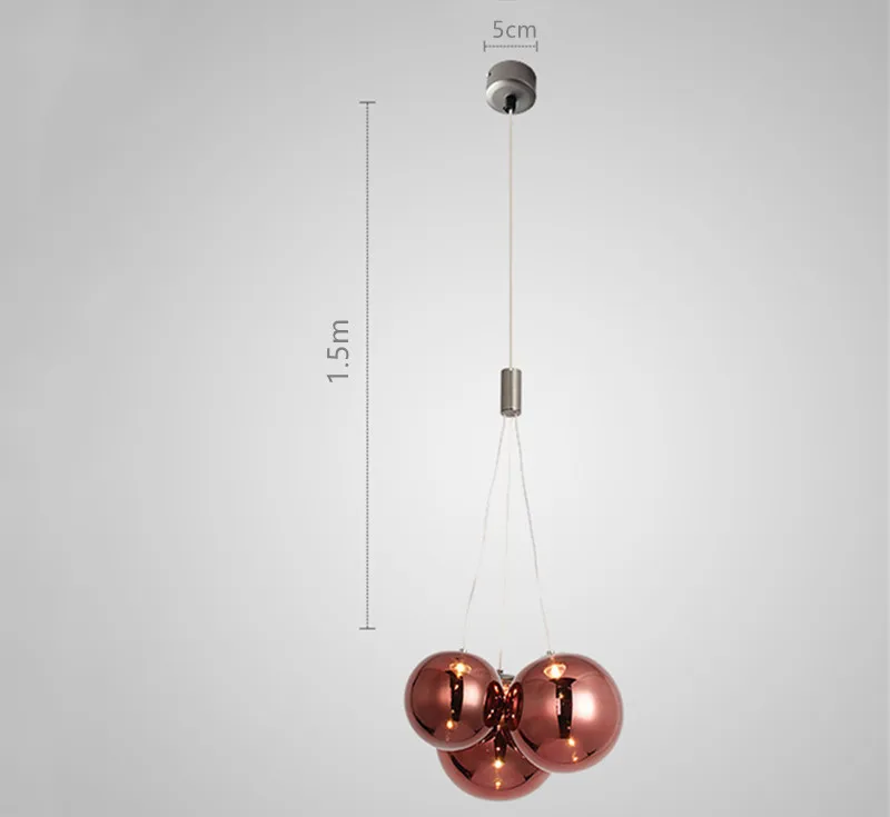 Modern Glass Bubble Cluster Chandelier Farventh – 3-Globe Cluster, Rose Gold
