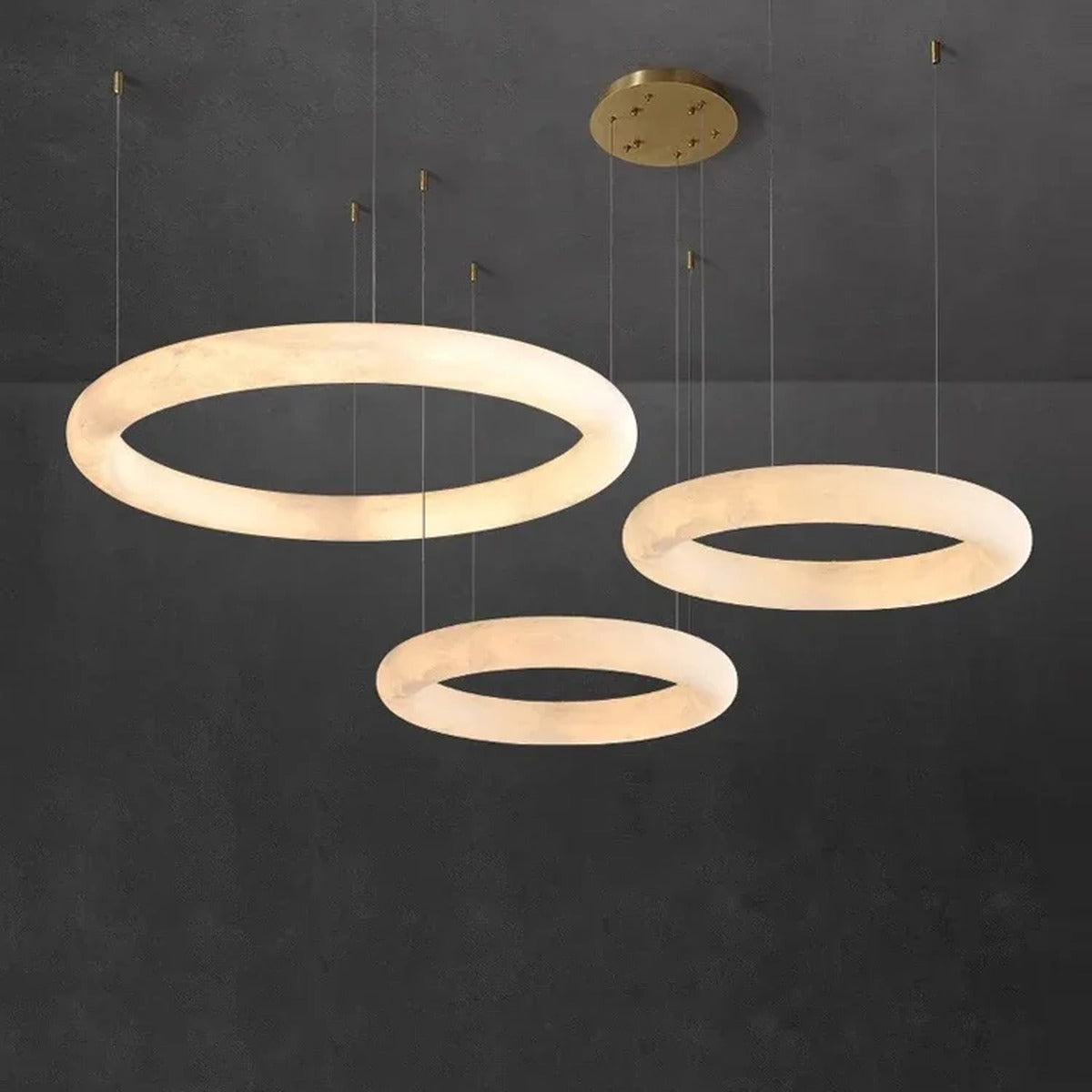 Alabaster Luminous Ring Chandelier – Crestia – Product Detail