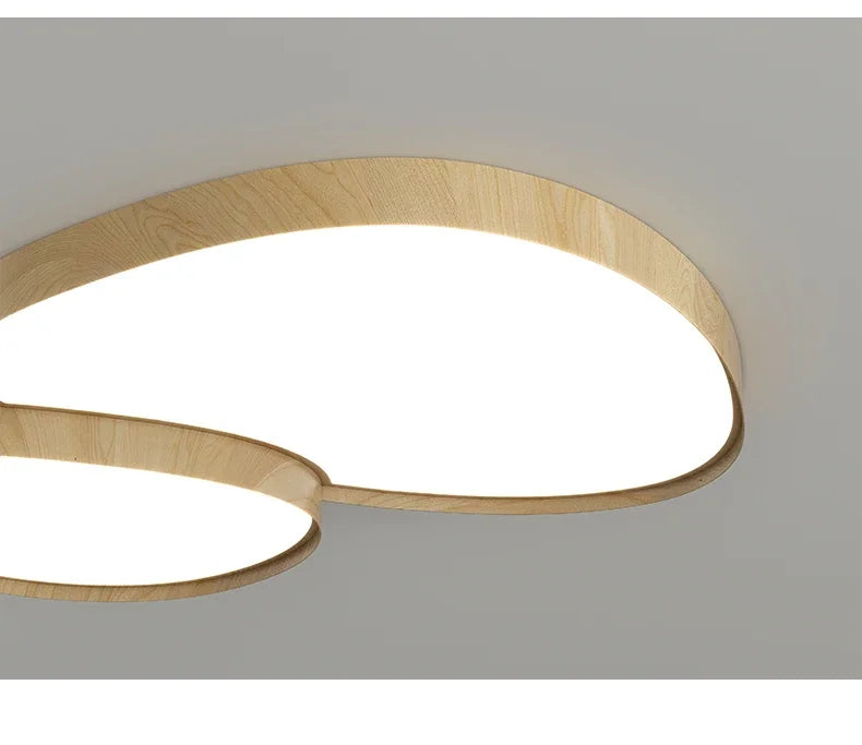 Timbron flush ceiling light - natural oak wood grain detail, two-pod design