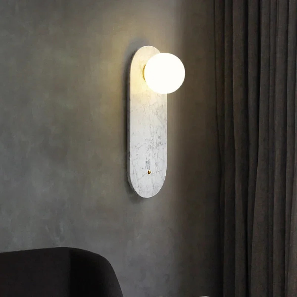 Zarvex travertine oval globe wall sconce natural stone