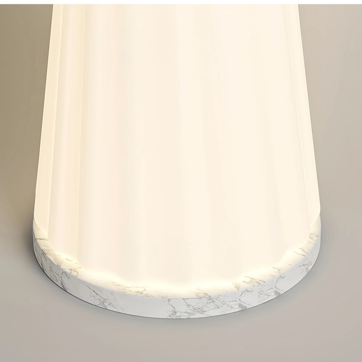 Twisted Sculptural Acrylic Floor Lamp Conveth – Marble Base Detail